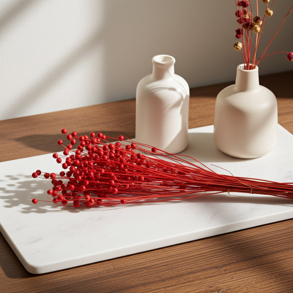 Sušený Len v červené barvě – výrazná přírodní dekorace